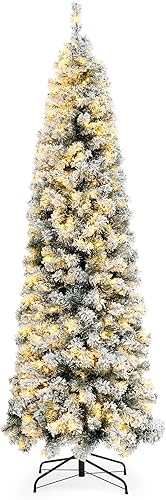 Árbol de pino artificial de Navidad para el hogar, oficina, decoración de fiesta con 350 luces blancas cálidas, bisagras y base de metal, árbol de