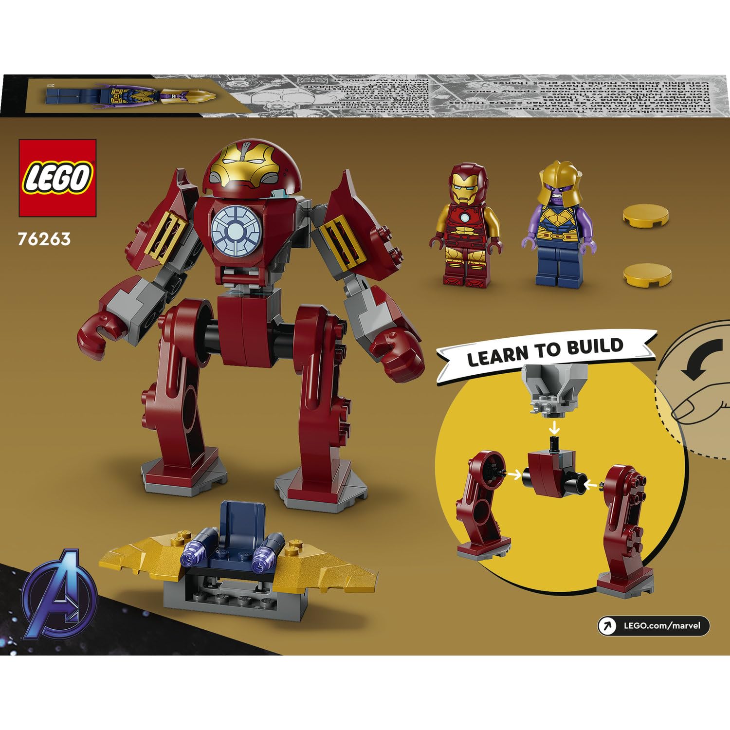 LEGO Marvel Iron Man Hulkbuster Thanos’a Karşı 76263 – 4 Yaş ve Üzeri Çocuklar için Süper Kahraman Hediyesi Fikri, Iron Man ve Uçağıyla Thanos Minifigürleri İçeren Oyuncak Yapım Seti (66 Parça)