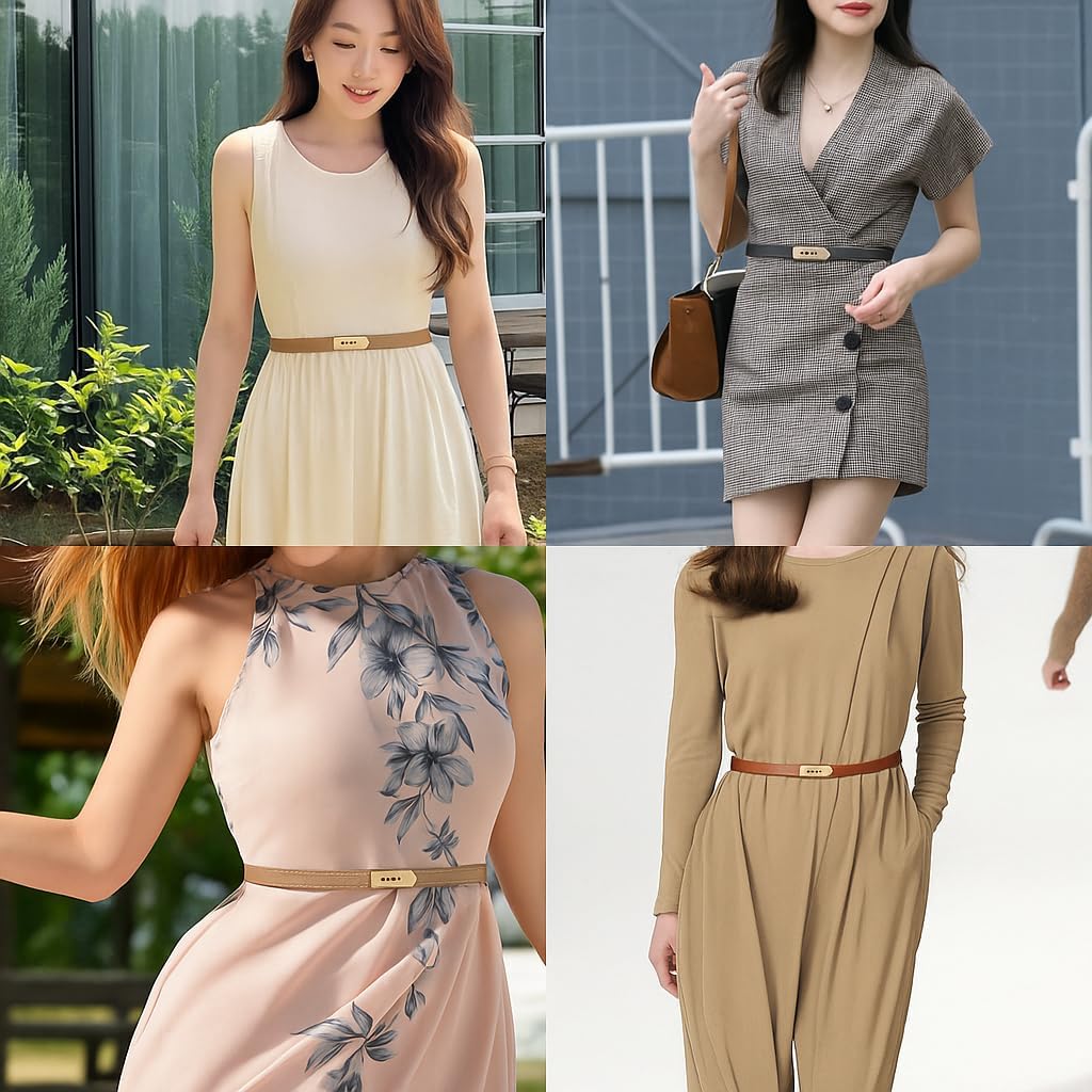 Infinite Basics 2- Pack Women’s Skinny Leather Adjustable Belt with Turn-Lock Buckle for Dresses & Jeans - Image 5