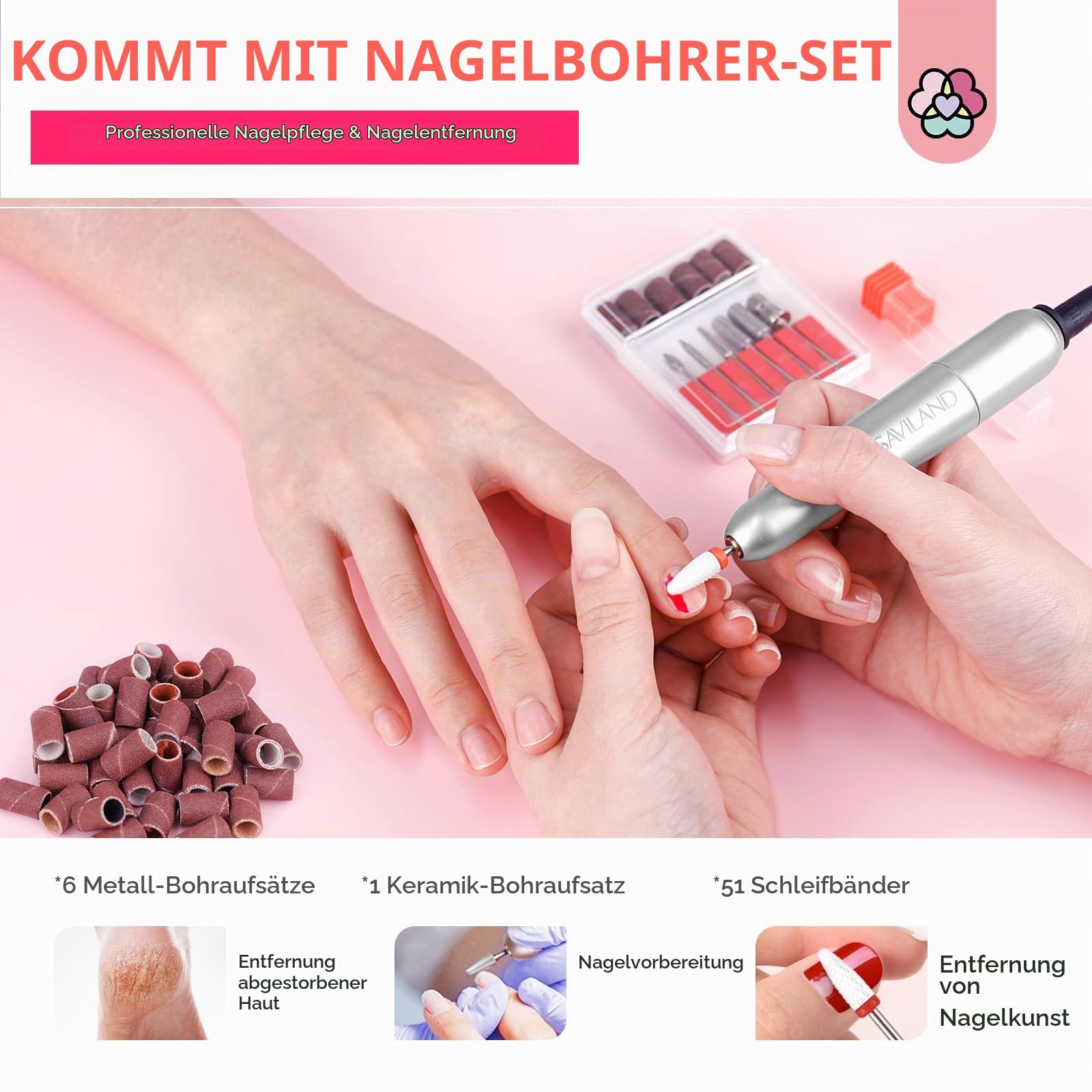 SAVILAND Acryl Nagelset Nagelstudio Set mit Nagelfräser und UV Lampe für Gelnägel , Acrylpulver mit Acryl Liquid für Anfänger Selber Machen Acrylnägel, Nageldesign Nagelset Nail Art Geschenke Frauen