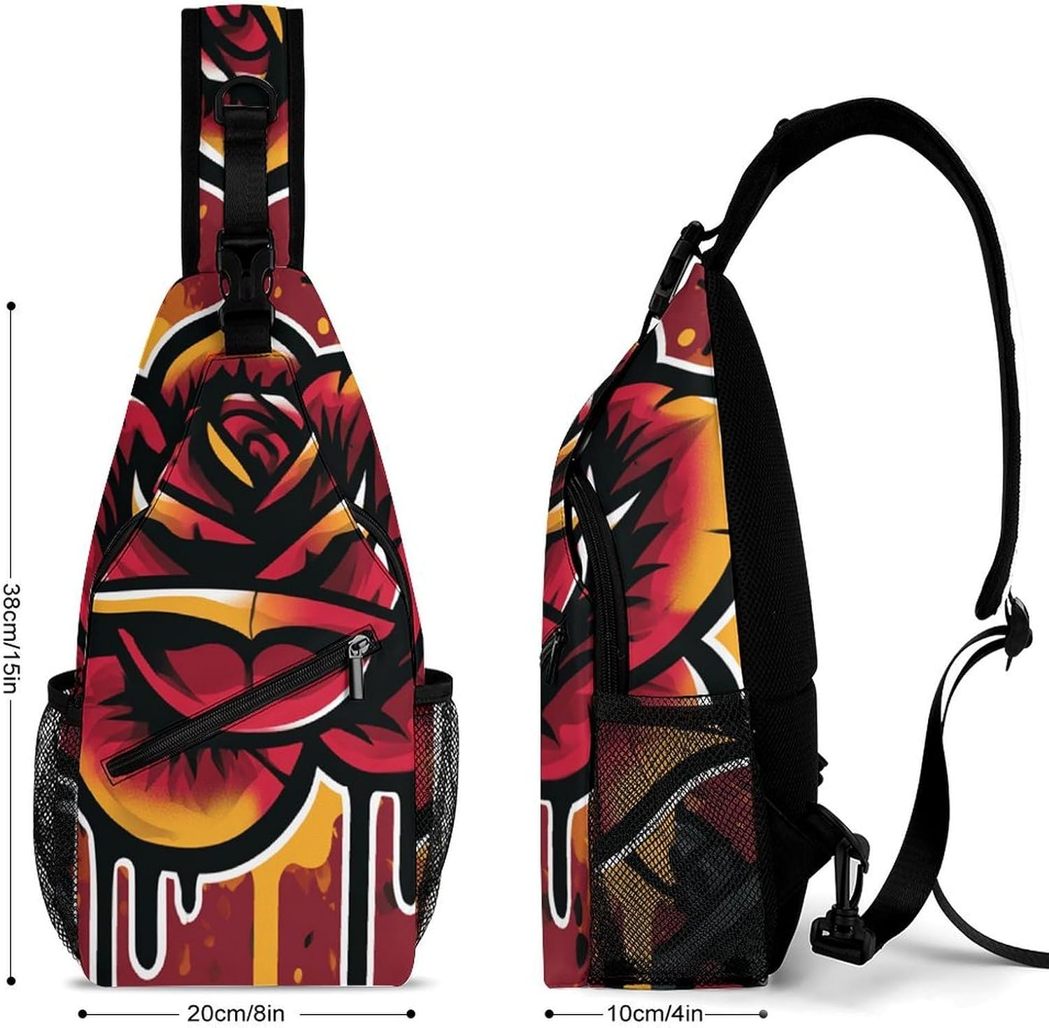 Dagger And Rose Sling Crossbody Bag Lightweight Chest Shoulder Backpack for Outdoor Sports