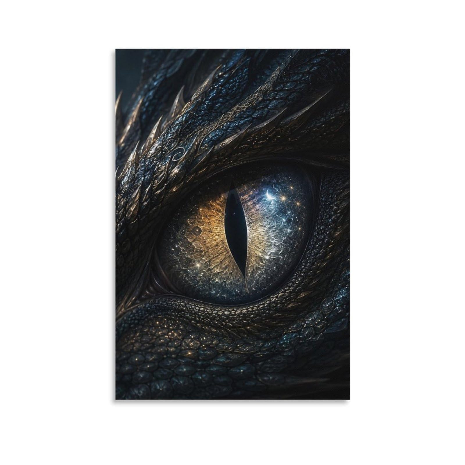 W7C8U2X3 Blue Cosmic Dragon Eye Canvas Wall Art, Mythical Dragon Wall Art