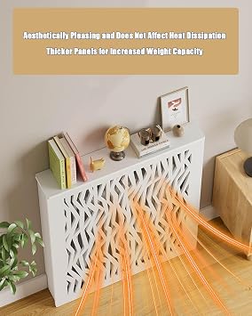 White Modern Radiator Covers Heater Steam Radiator Cover for Home, Heater Heating Side Stand Cabinet Shelf Bathroom Floor Cabinet for Living Room, Hallway(L23.6 xW27.6 xD5.9)