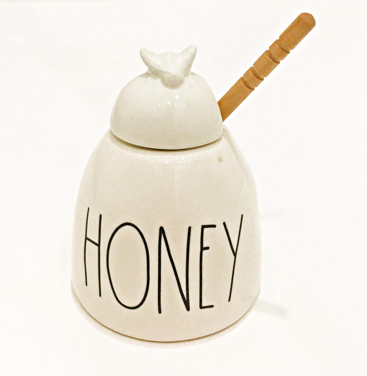 Rae Dunn by Magenta Ceramic Honey Pot with Dipper and Bumble Bee Lid