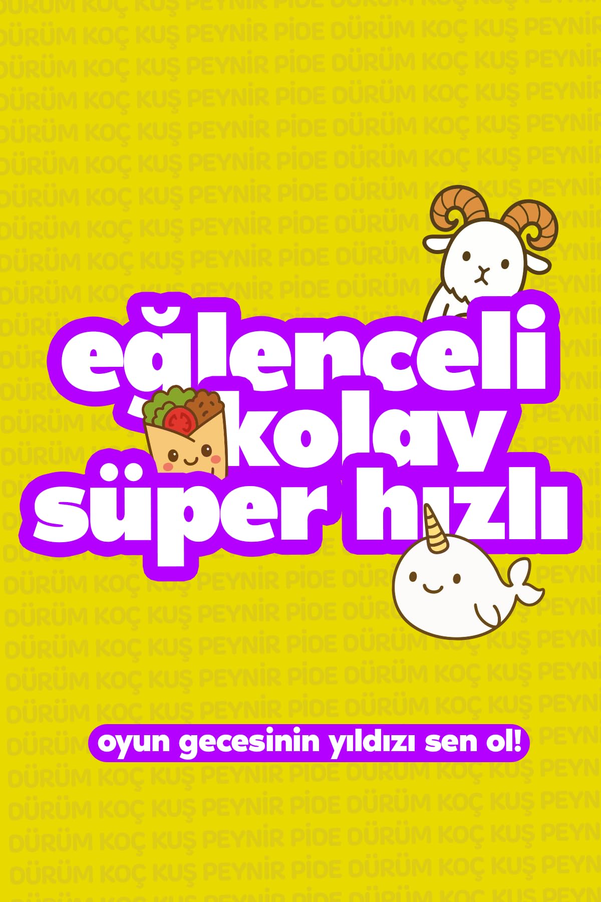 Molfy Çabuk Reflex Kutu Oyunu Dürüm Koç Kuş Peynir Pide Kart Oyunu Oyun Parti Eğlence Aile Arkadaş Oyunu
