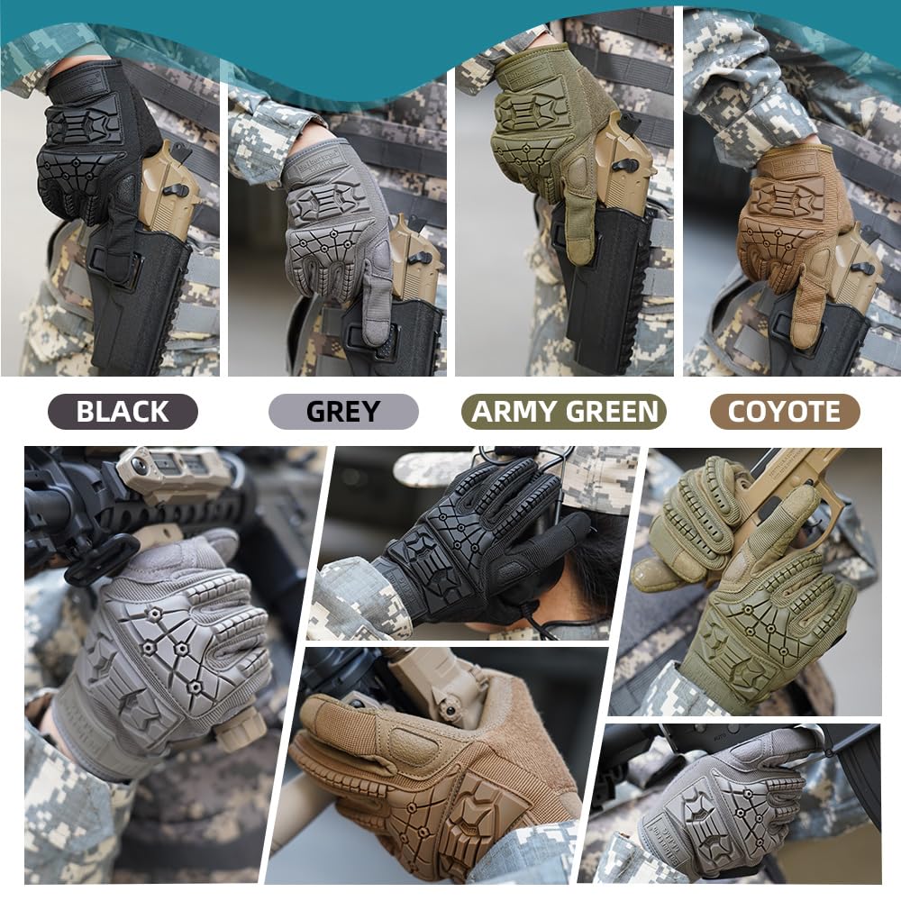 Seibertron T.T.F.I.G 2.0 Men's Tactical Military Gloves Flexible Rubber Knuckle Protective for Combat Hunting Hiking Airsoft Paintball Motorcycle Motorbike Riding Outdoor Gloves — view 6