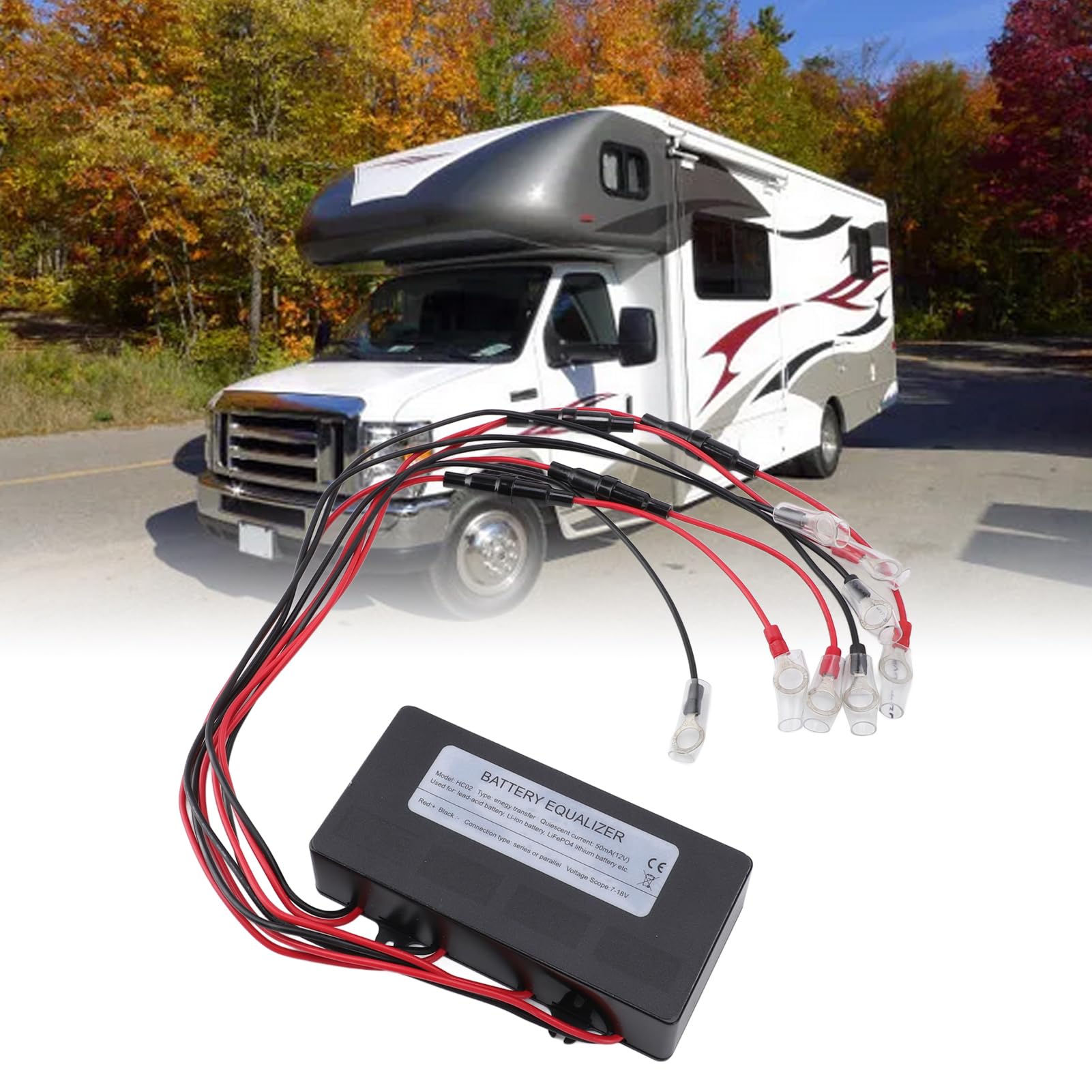 48V Batterie Balancer für 4x12V Batterien in Reihe, Spannungsausgleich mit LED-Anzeige für Gel AGM Blei-Lithium-Akkus, Verpolungsschutz