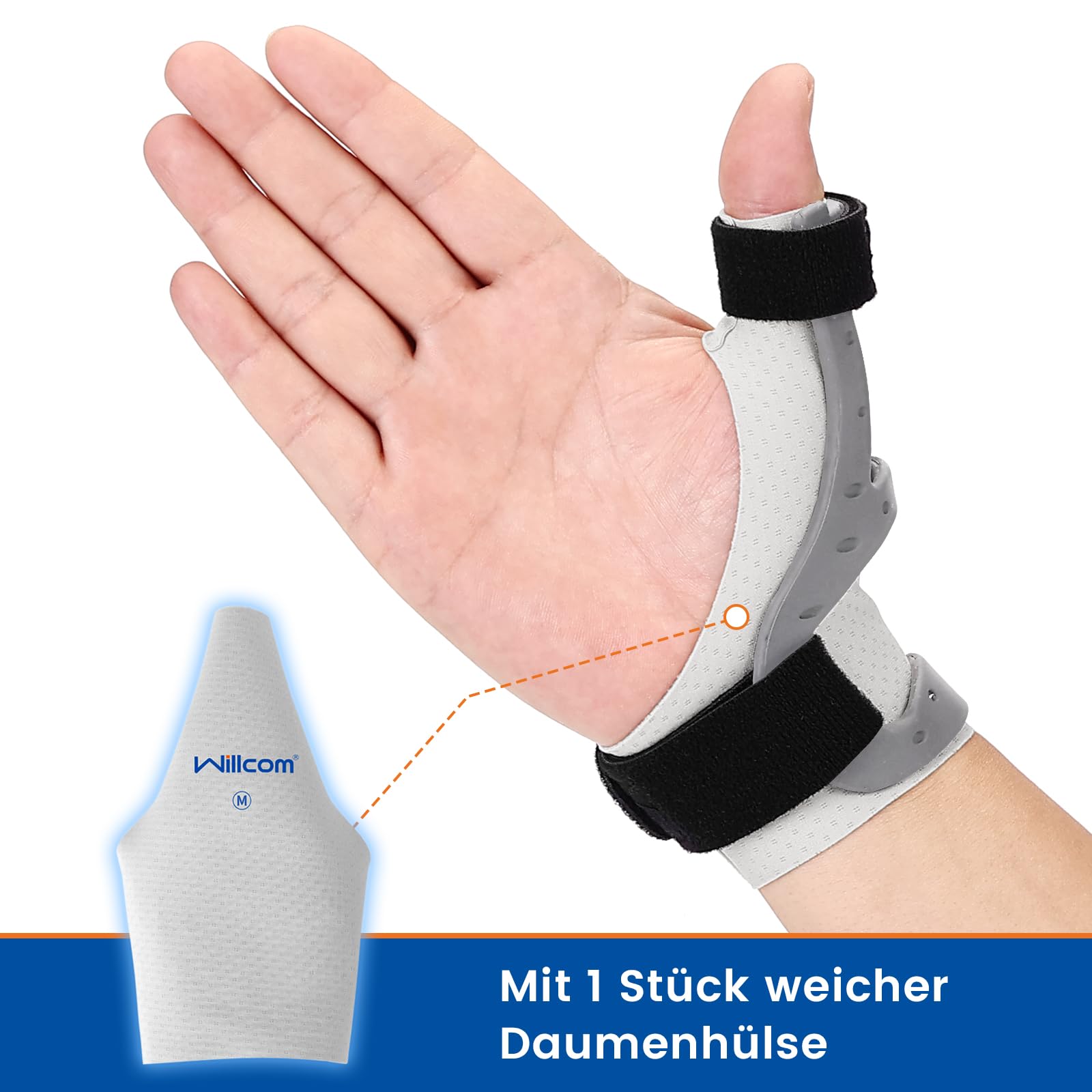 Tutore Universale per Pollice Sinistra/Destra, Banda per Pollice in Silicone Traspirante per Artrite, Tenosinovite, Distorsioni del Pollice - Supporto per Pollice (M, 16-18,5CM)
