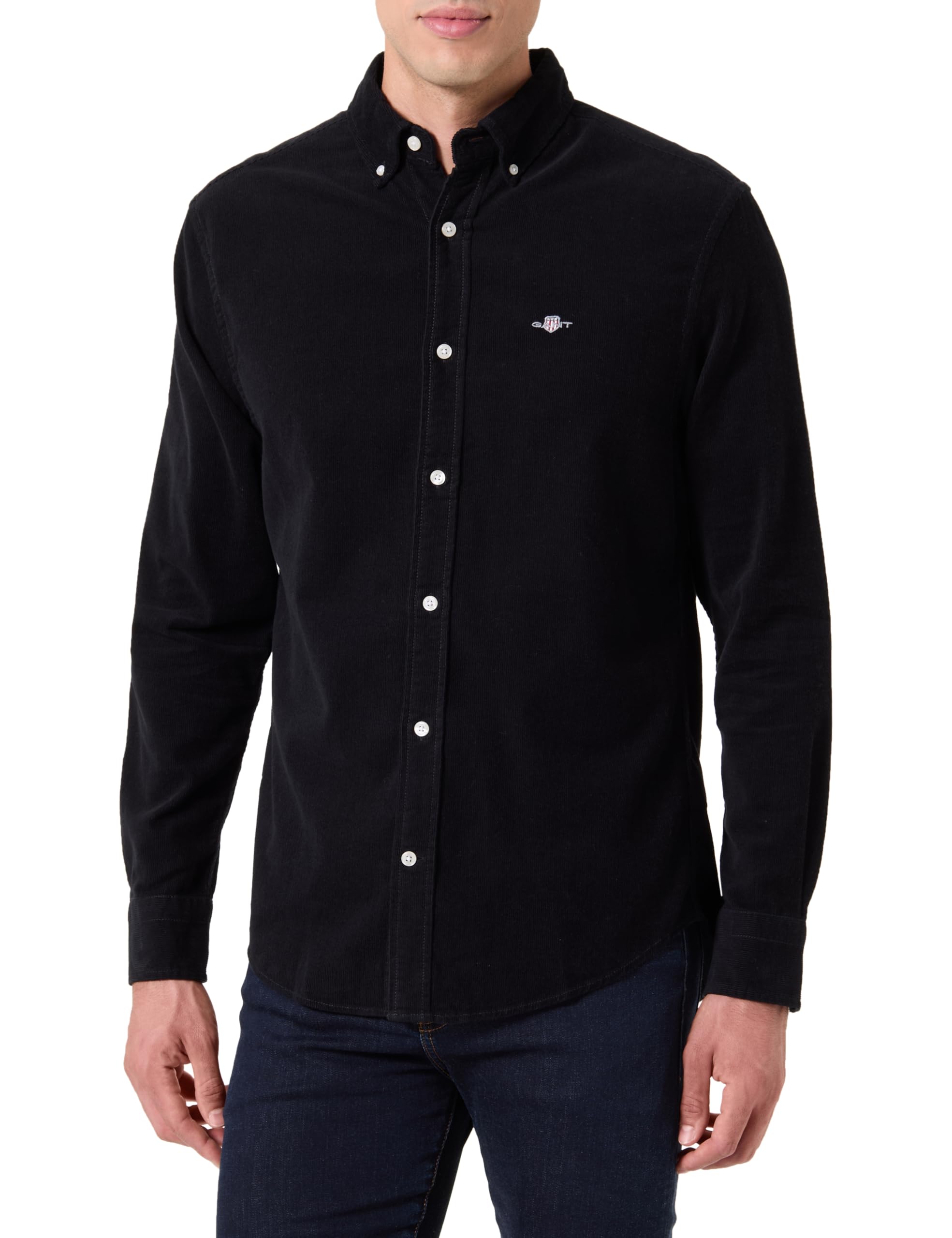 GANT Men's Reg Corduroy Shirt, Black, XXL
