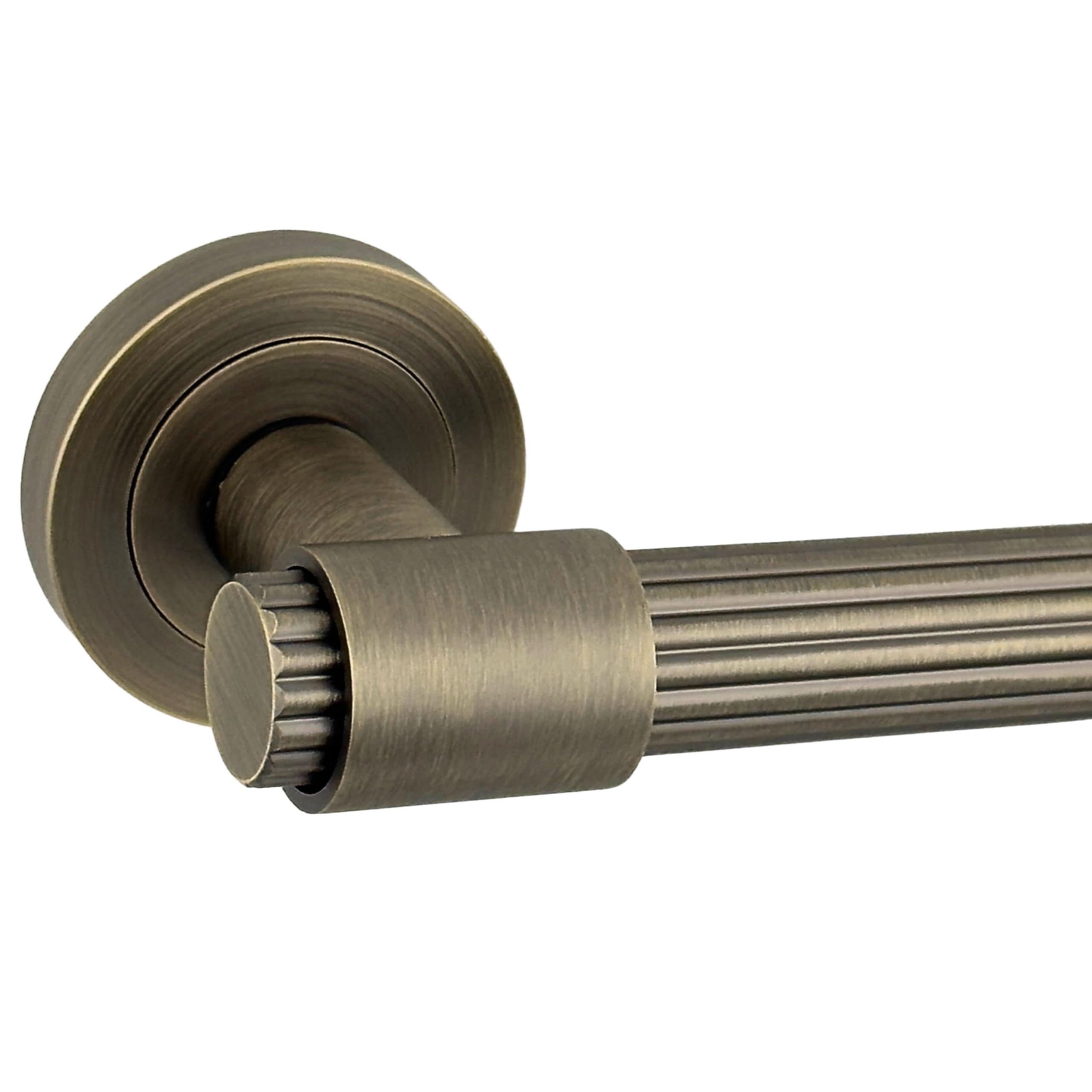 Axs Hardware Antique Brass Axs Nevada Door Handle Pair On Rose – Internal Lever Handles With Stepped Collar Design – Latch & Bathroom Lock Options – Matt Black, Satin Brass, (, Handles Only)