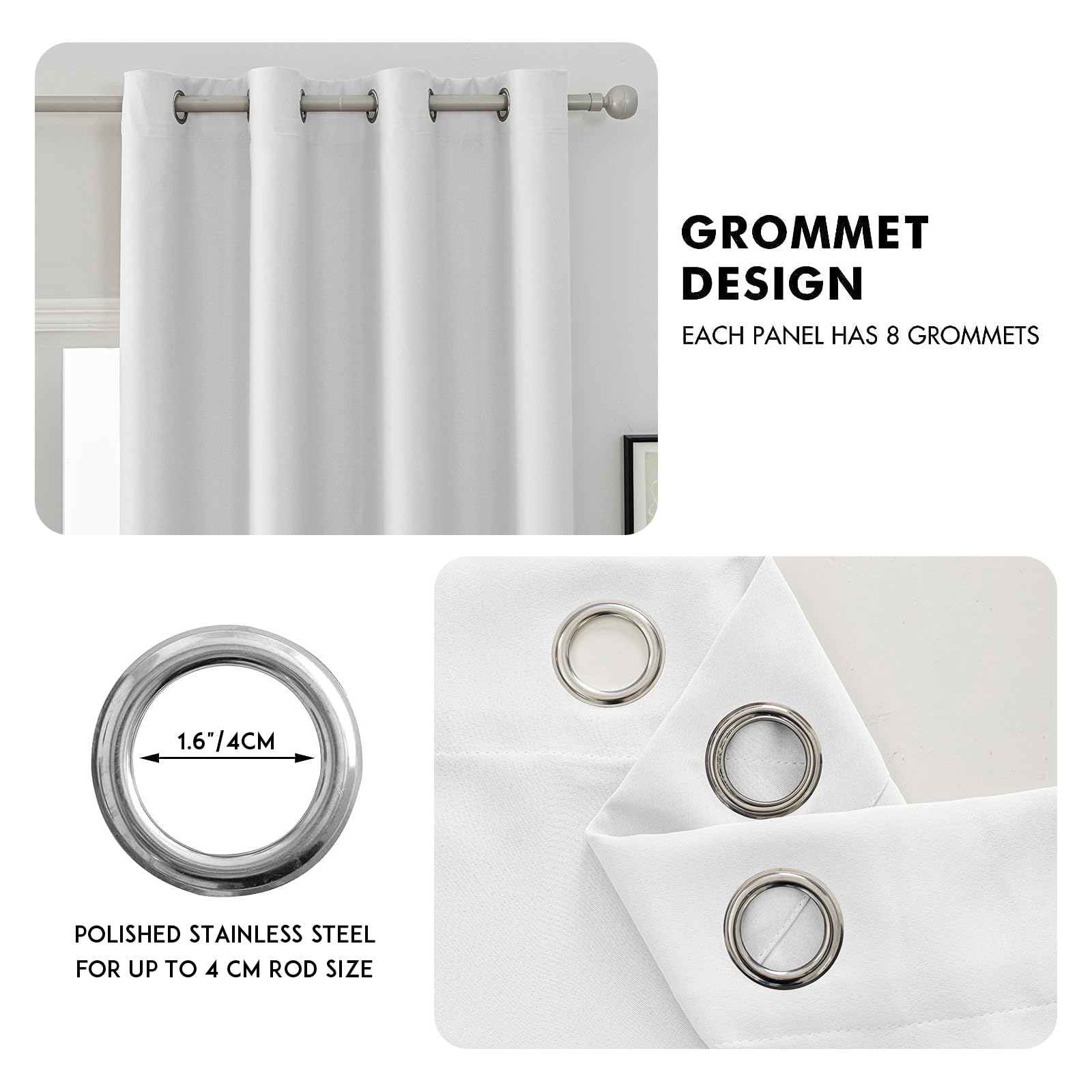 Ystyle Tende Semioscuranti per Interni 2 Pezzi, 140x300 cm, Tende Camera da Letto Moderna con Anelli, Tenda Termica Isolante Freddo e Caldo Morbido Idrorepellente, per Soggiorno Cameretta, Bianco