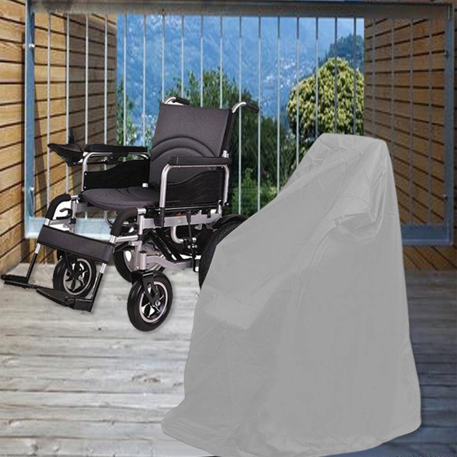 Funda para Silla de Ruedas Protector para Silla Eléctrica Impermeable Resistente Al Polvo Oxford Cierre con Cordón Ayuda Ligera Adecuada para, 100x75x100cm Gris