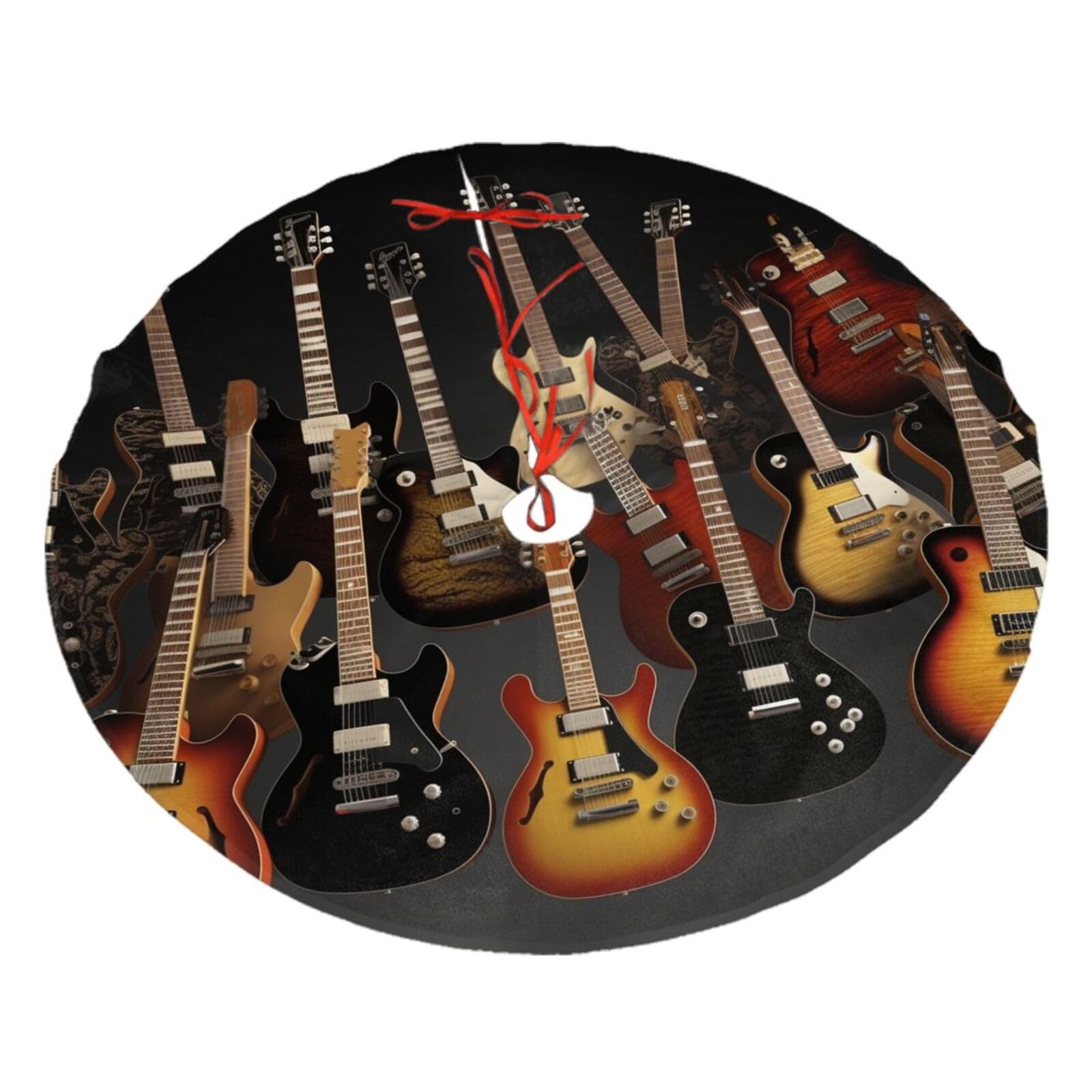 Guitars Christmas Tree Skirt 30",Soft Plush Xmas Tree Mat Christmas Tree Oranment for Merry Christmas Party Holiday Indoor Outdoor Decorations