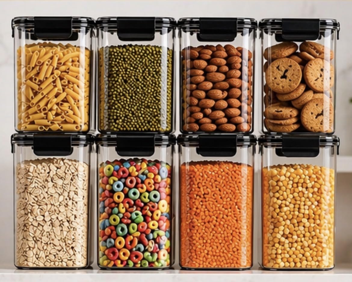Airtight Food Storage Containers Set | BPA-Free Plastic Kitchen Storage Boxes with Leakproof Lids | Ideal for Grocery, Pulses & Snacks Set of 6 (1700, Milliliters)-picture-20
