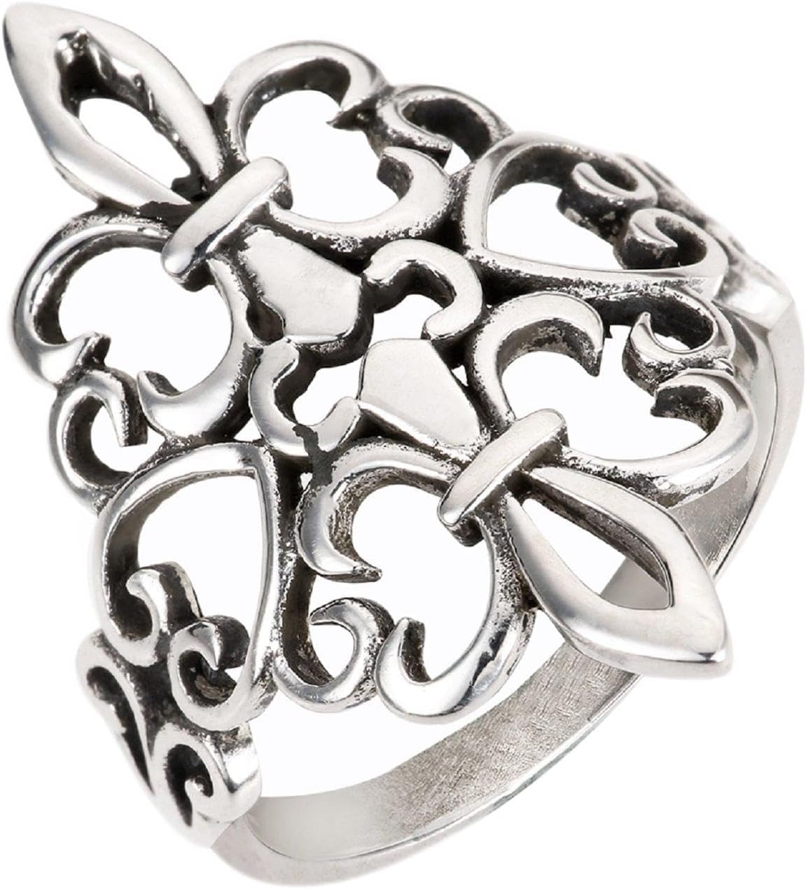 CloseoutWarehouse 925 Sterling Silver Noble Fleur De Lis Ring (Sizes 4-15)