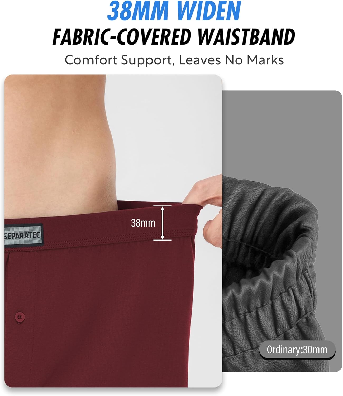 Separatec Combed Cotton Boxers for Men Soft Cooling Boxer Shorts Loose Breathable Knit Mens Underwear with Button Fly 3 Pack - Image 2