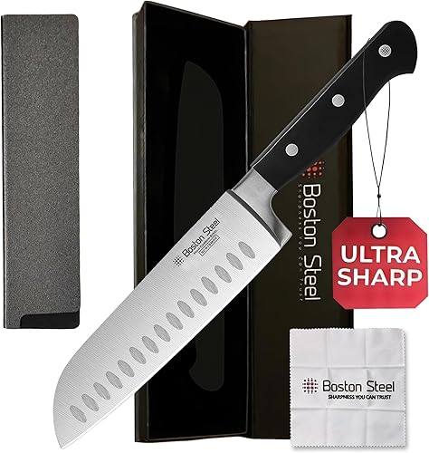 Miniatura 7 de Santoku Knife - Cuchillo de cocina de acero inoxidable de alto carbono ultra afilado, cuchillo Santoku profesional de 7 pulgadas con mango