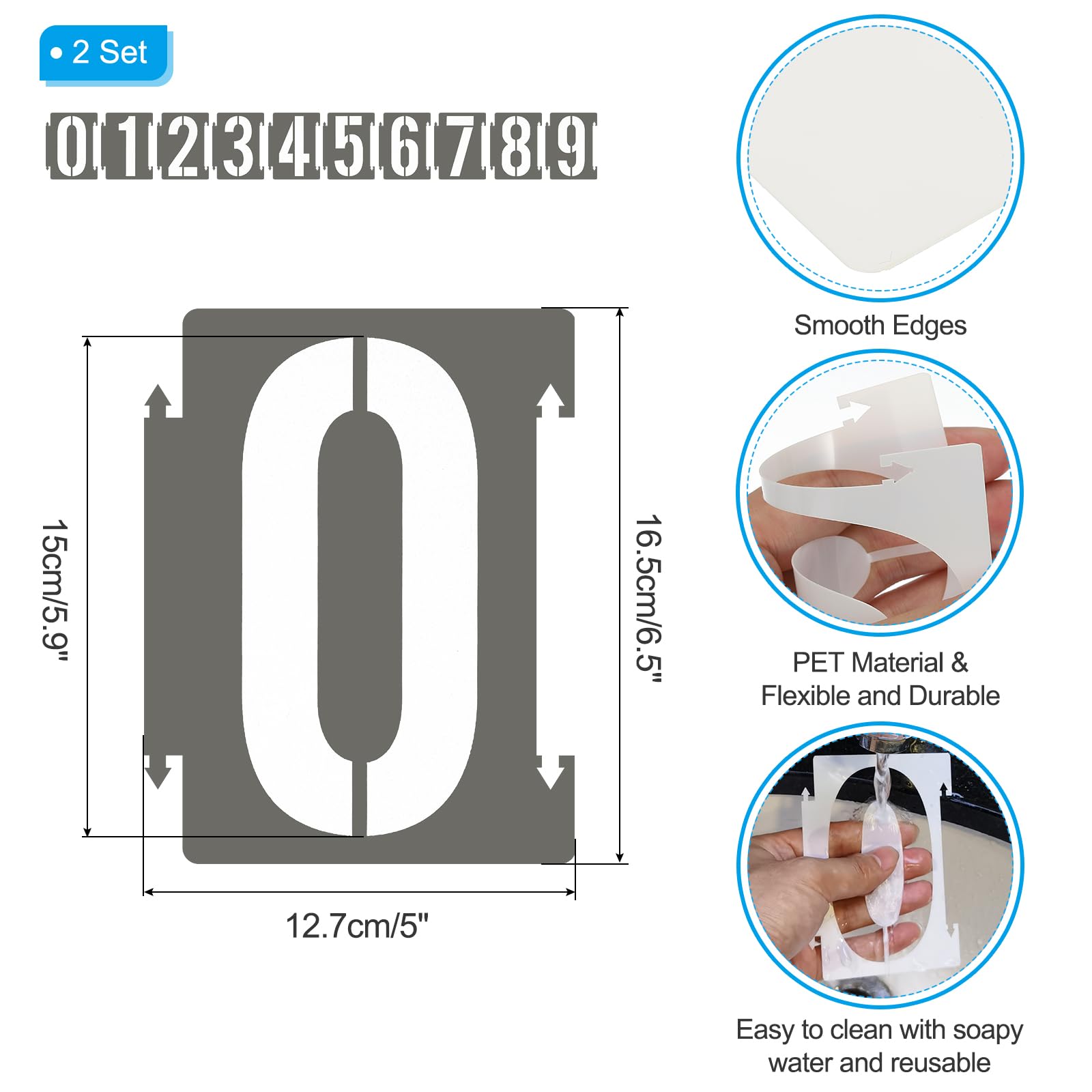 PATIKIL 20Pcs 6 Inch Large Number Stencils, 0-9 Address Number Stencil - Image 2