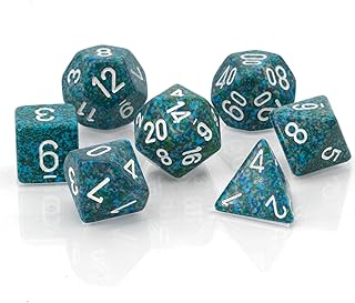 DND Dice Set-Chessex D&D Dice-16mm Speckled Sea Plastic Polyhedral Dice Set-Dungeons and Dragons Dice Includes 7 Dice - D4 D6 D8 D10 D12 D20 D%