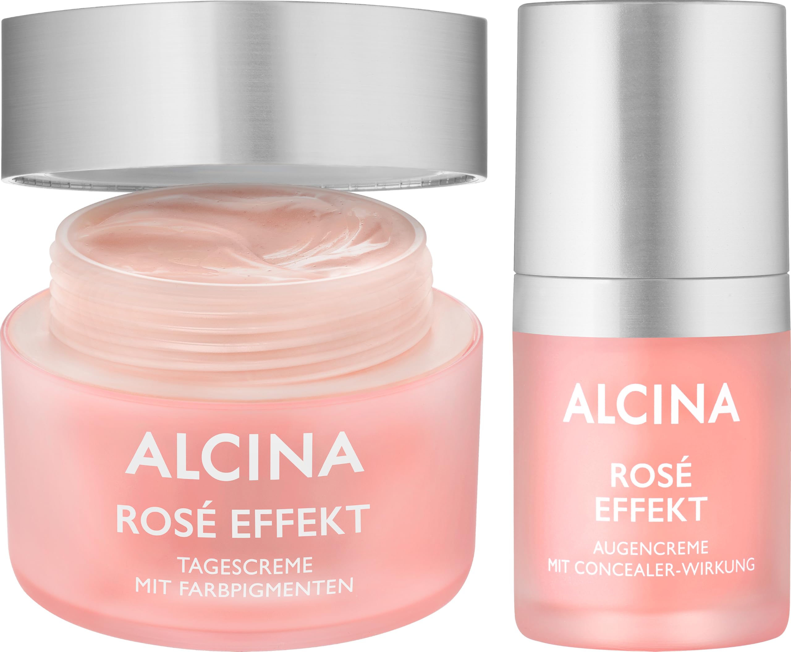 ALCINA Geschenkset Rosé Effekt Haut - 1x Tagescreme & 1x Augencreme | 1x 50 ml & 1x 15 ml | für reife, anspruchsvolle Haut | verleiht einen frischen, rosigen Teint | kaschiert effektiv Augenschatten