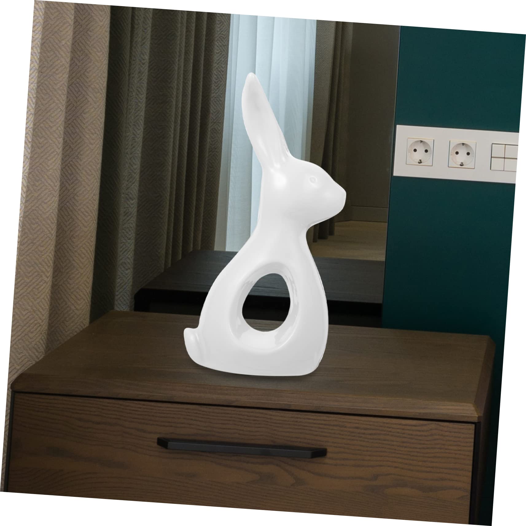 LIFKOME Coniglio Ceramica Ornamento da Tavolo Forma di Coniglio Decorazione in Ceramica da Tavolo Statuina per Casa
