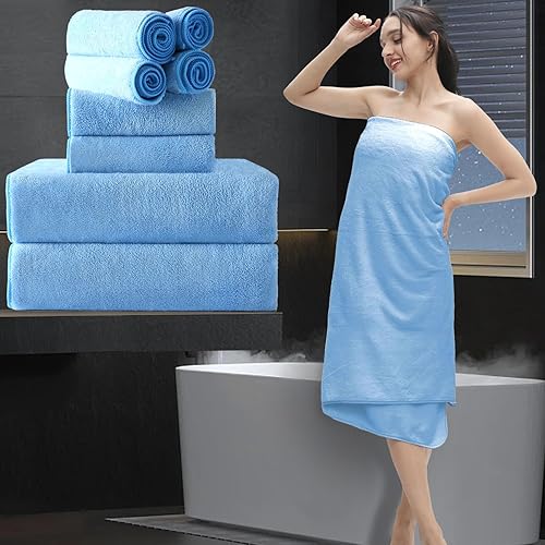 Vista 186 de Juego de toallas de microfibra de 8 piezas, 2 toallas de baño, 2 toallas de mano, 4 toallas pequeñas, toalla de baño extra grande para baño, hotel