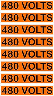 Conduit Line Electrical Marker 8Pk Orange Black Safety Decal Unlimited High Voltage Single 110 115 120 208 220 240 Volt Fuse Box Power Lights Air Conditioning Label Sticker (480 Volt)
