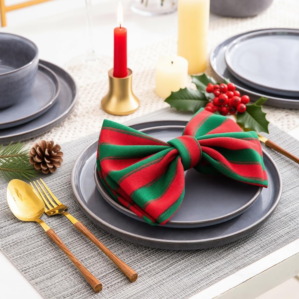 AmorArc Stoneware Dinnerware Sets,Round Reactive Ceramic Plates and Bowls Sets,Highly Scrath Resistant | Dishwasher & Microwave Safe Dishes,Service for 4 (12pc)