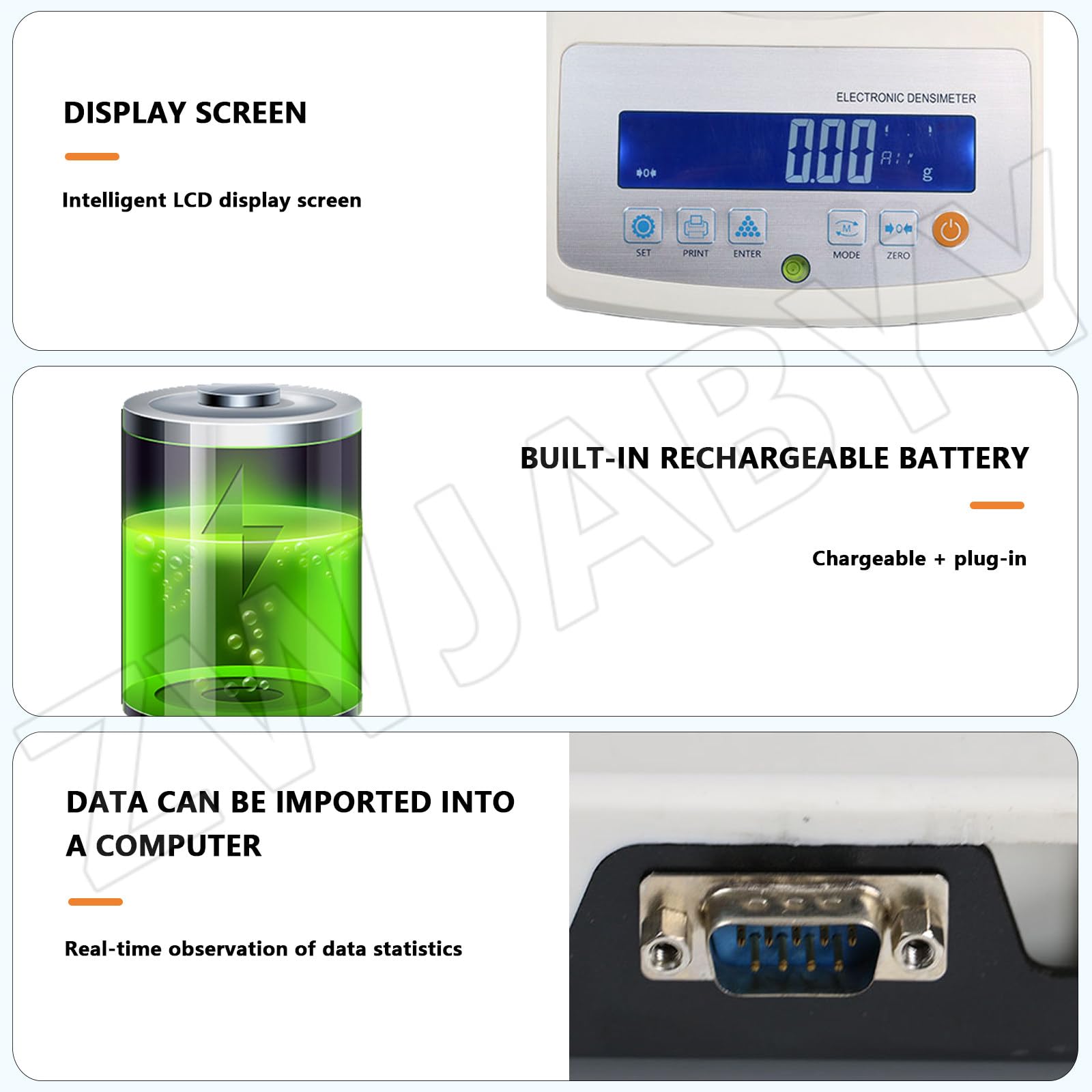 Densimetro solido di Digital, tester di densità di alta precisione 0.001g/cm3 per granuli di gomma di plastica con stampante