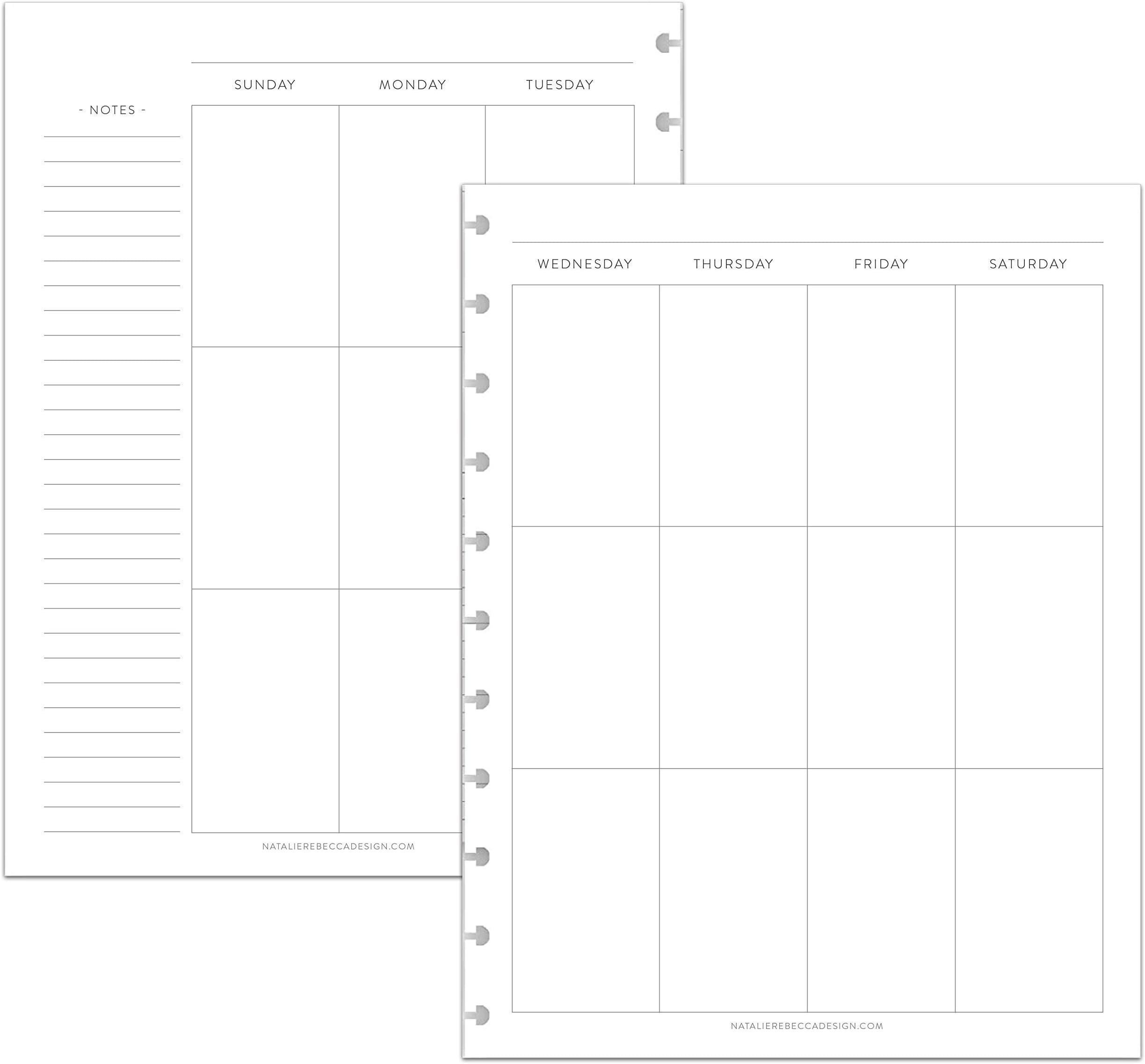 BetterNote Vertical Undated Calendar Refill Pages for Discbound Notebooks like Happy Planner, Levenger Circa, Staples Arc, TUL, InkWell Press, Talia (Classic- 6 Months, 11-Disc, 8.5"x11")