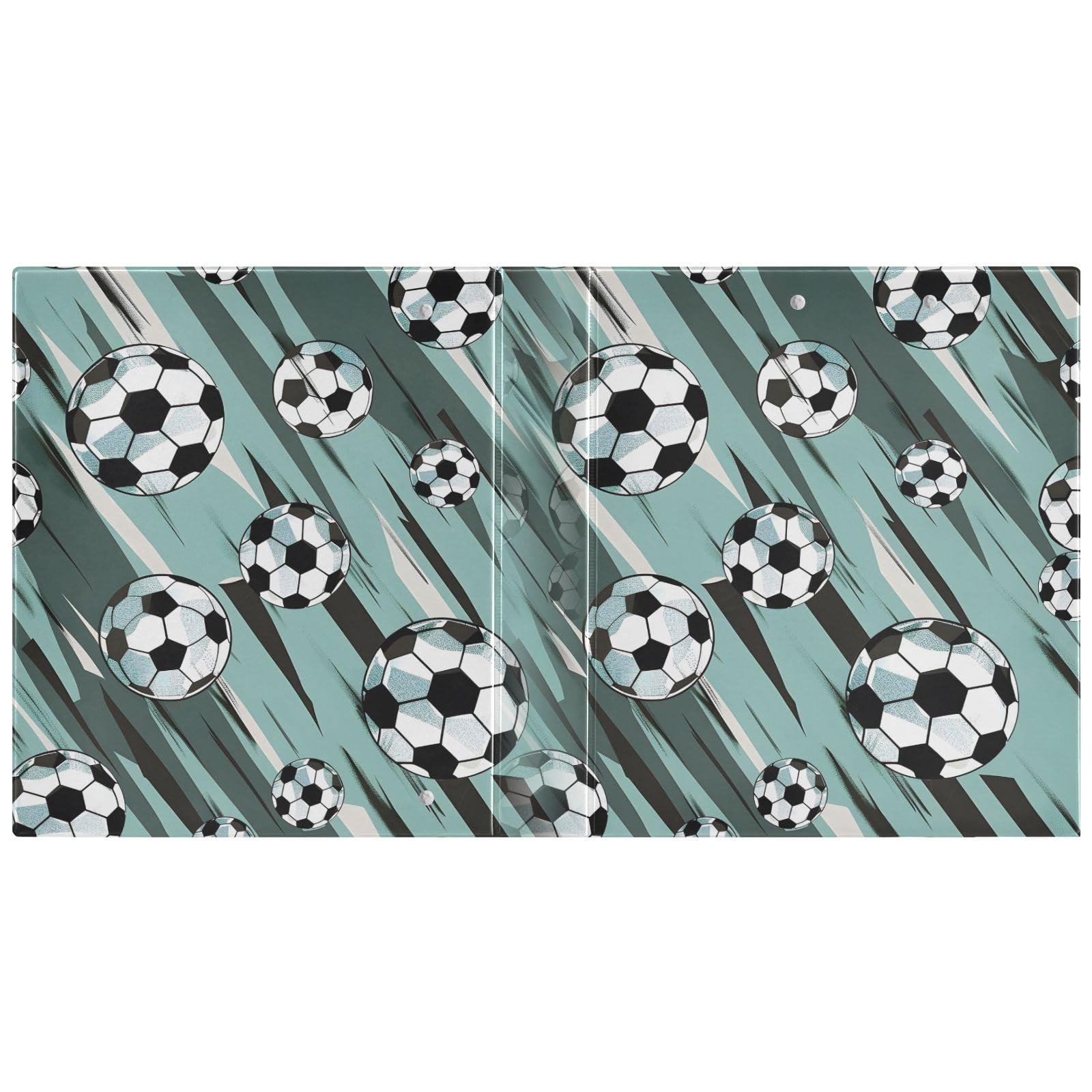 Raccoglitore a 3 anelli con motivo calcistico da 3,8 cm, contiene 200 fogli, 3 raccoglitori ad anelli con clip in metallo antiscivolo