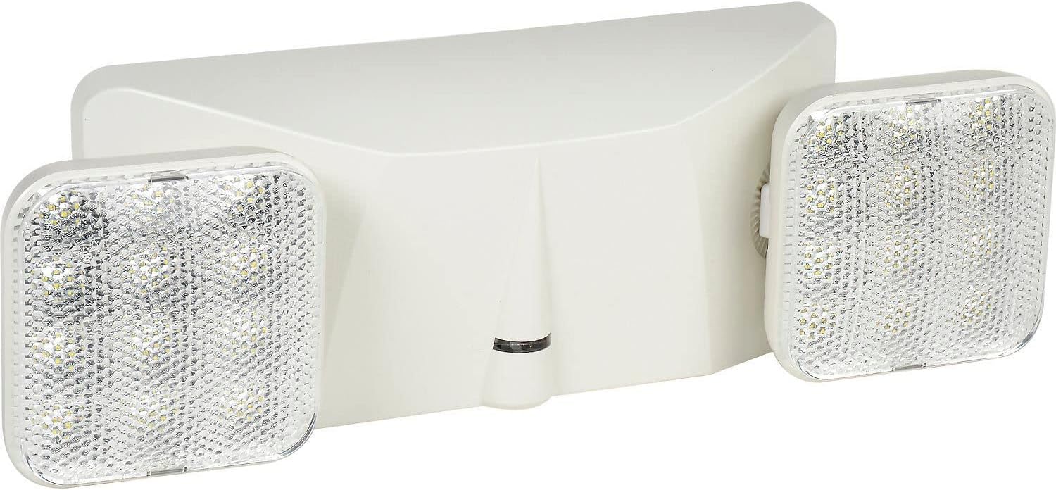 Global Industrial 2 Head Square LED Emergency Unit w/Adjustable Optics and Ni-Cad Battery Backup