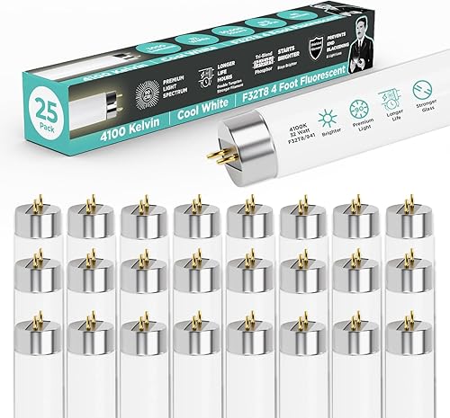 Miniatura 1 de F32T8841ECO 32W 48 pulgadas T8 Bombilla fluorescente  4100 K color de luz blanca fría, base bi-pin mediana  3050 lúmenes 86 CRI 24000 horas de vida