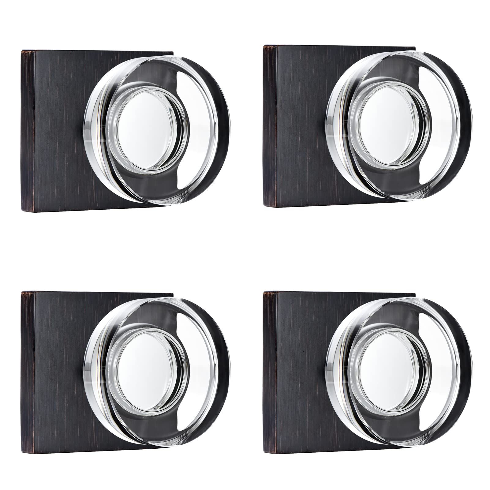 coolnews4 Pcs Crystal One Sided Dummy Door Knobs for French Doors,Glass Oil Rubbed Bronze Single Dummy Knobs,Glass Dummy Door Knobs 4 Pack,ORB Finish