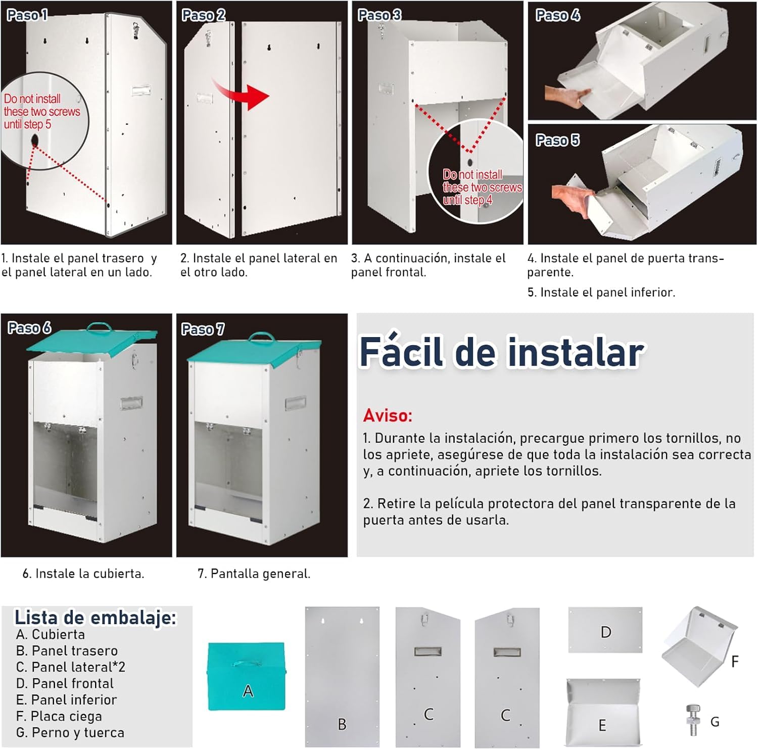 Alimentador automático para Grandes Perros de 50 lbs, alimentador automático Exterior, Distribuidor de Alimentos para Grandes Perros, alimentador de Gravedad galvanizado de Gran Capacidad para
