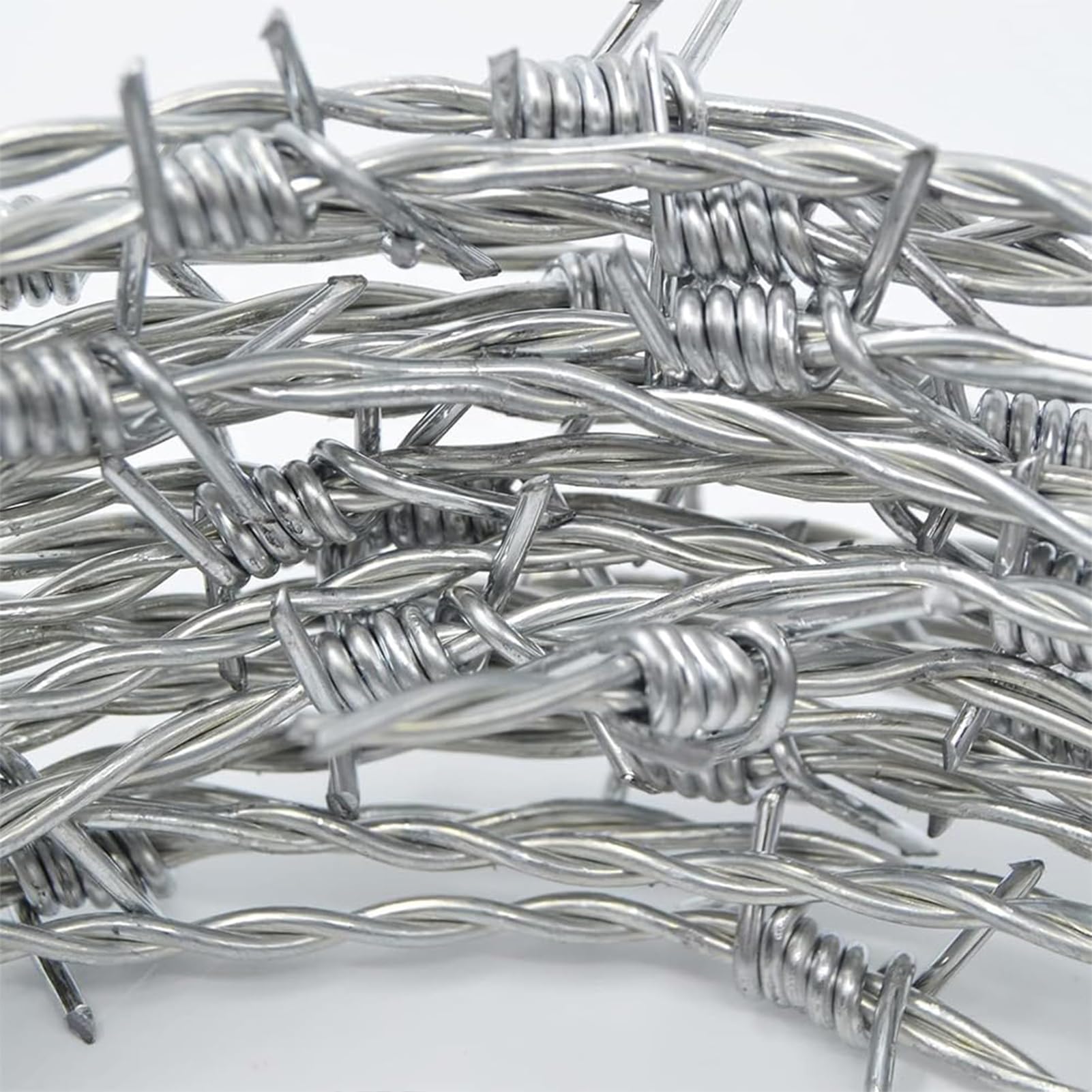 Alambre Espino 1.7mm, 4 Puntas Acero Galvanizado Alambre De Púas, Anti-Robo Alambre De Espino para Manualidades, Cercas Y Repelente De Plagas,1.7mm,100m