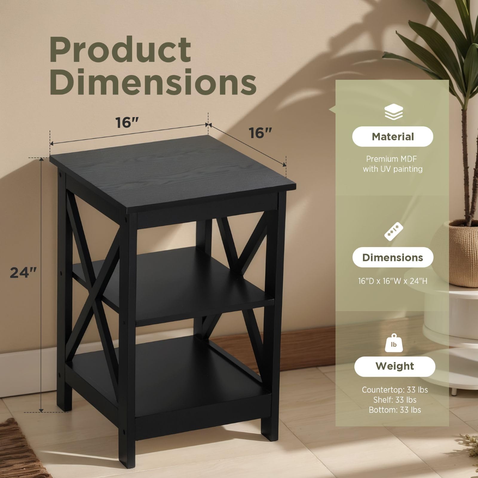 Sophia & William Farmhouse End Table Set of 2 - Dettaglio