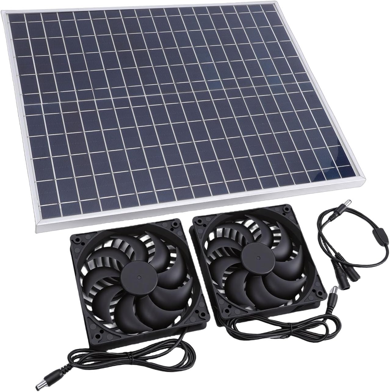 Greensen 22W Solar Panel Exhaust Fan Kit, Powerful ABS Dual Fan with IP65 Rating, for Chicken Coop Greenhouse Shed RV Dog House Window Ventilation