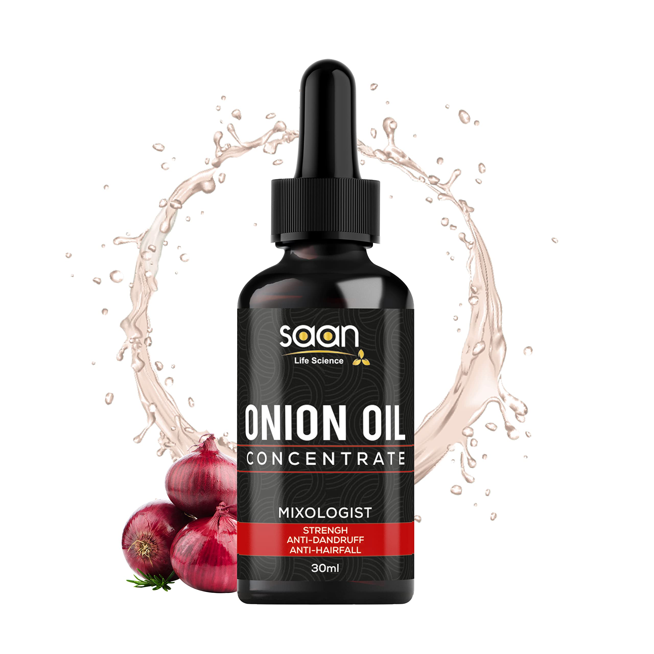 SAAN Onion Oil Concentrate for Hair growth, Beard & Moustache Growth and Hair Fall Control (30ml) | Natural | Non-sticky, Non-greasy | Controls Hairfall, Promotes Hair Growth | Hair Growth Booster