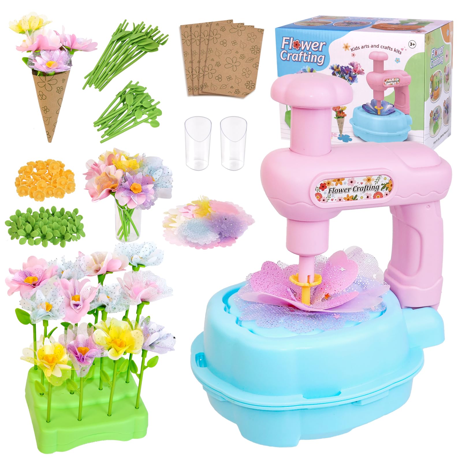 Photo 1 of ADOUNOTES DIY Flower Bouquet Craft Kit, Reusable Fabric Flower Toys, Build Your Own Bouquet, Arts & Crafts for Girls Ages 4 5 6 7 8, Educational Preschool Activity, Birthday Gift for Toddlers