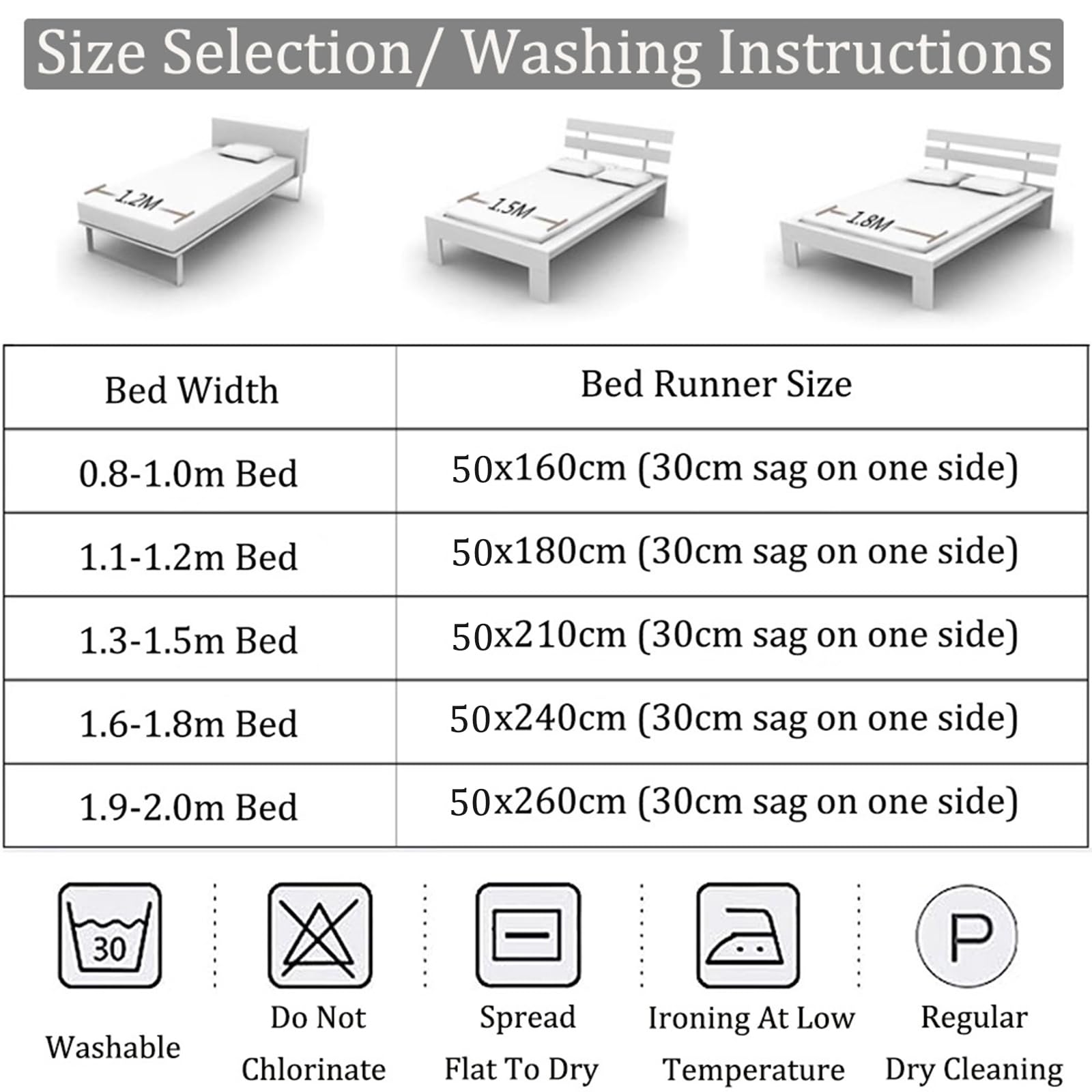 Luxus-Bettläufer 260x50cm Tagesdecke für 2m Bett Schlafzimmer Hotel Dekoration