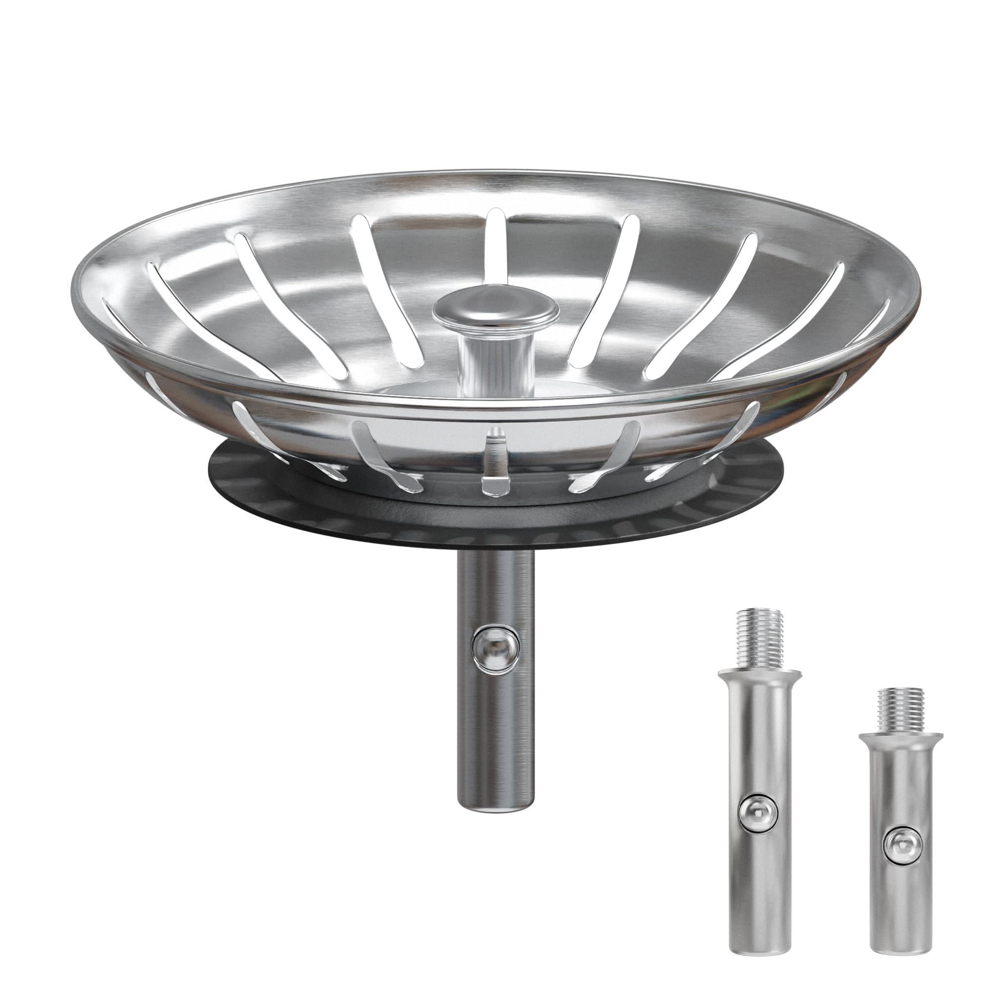 Minismus Silver Kitchen Sink Plug Replacement - Stainless Steel Strainer, Stopper, Drainer, Filter To Catch Food Waste And Prevent Clogging - Dishwasher Safe, Push Down To Seal Or Lift Up To Drain (78Mm)