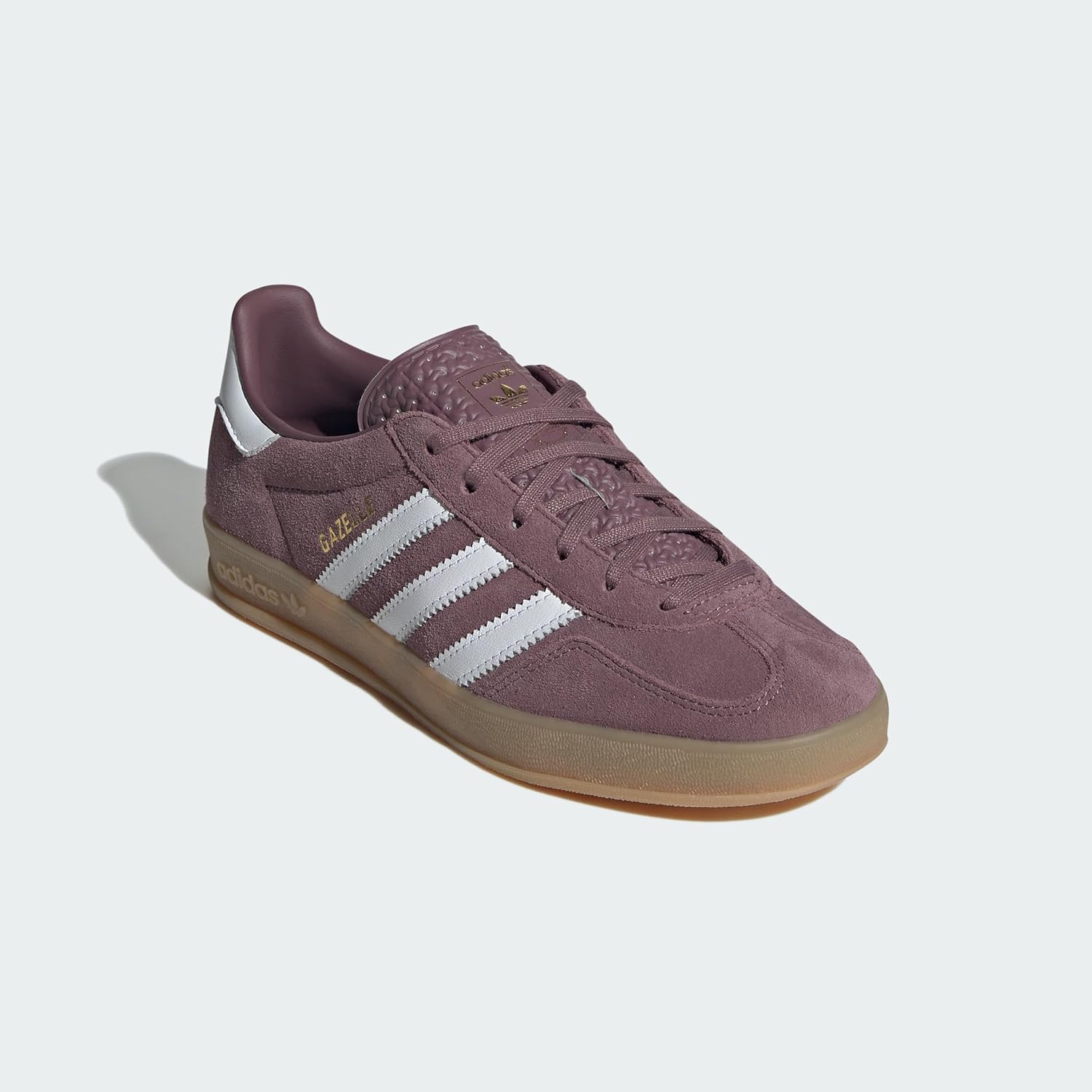 adidas Gazelle Indoor Women's Shoes, Shadow Fig/Cloud White/Gum, Size 9 - Image 5