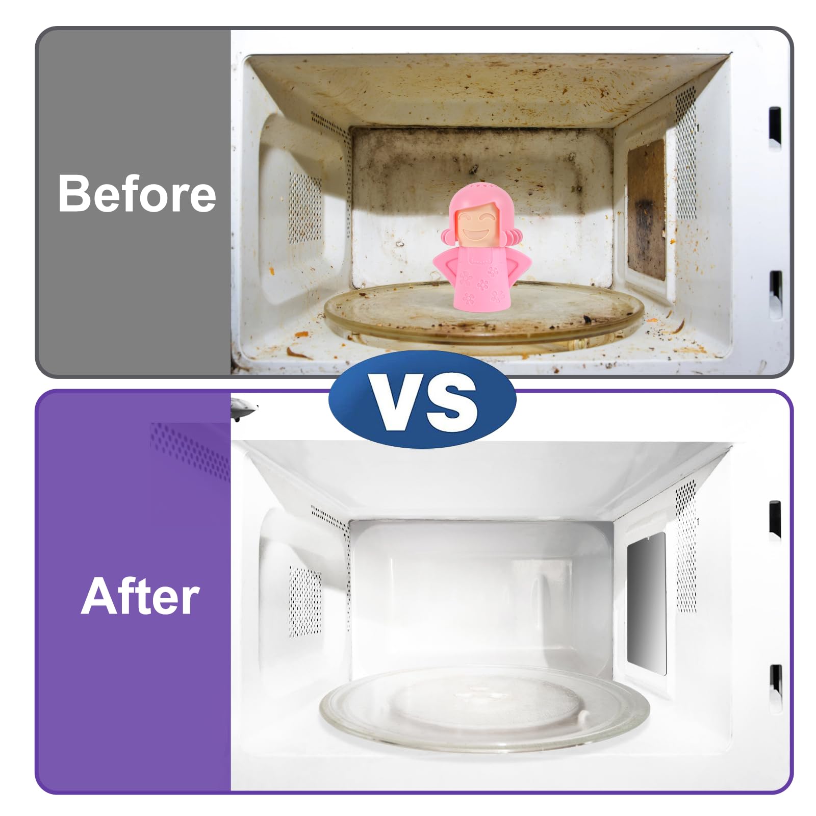 Asltw Limpiador de microondas Happy or Angry Mom, limpiador de vapor para horno microondas, simplemente añade vinagre y agua, limpia fácilmente la grasa en minutos (rosa)