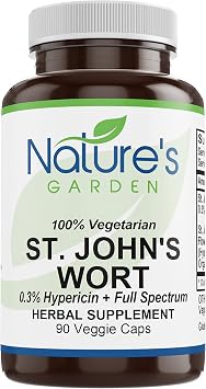 NATURE'S GARDEN ESSENTIALS St. John's Wort - 90 Veggie Caps with Standardized 0.3% Hypericin, 450mg Formula per Capsule - Organic St John's Wort Extract