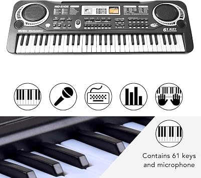 Electronic Keyboard Piano, 61 Keys Digital Piano, Portable Keyboard Piano for Beginners, Gift, Teaching for Beginners, Keyboard Instruments Electric Piano, Kids
