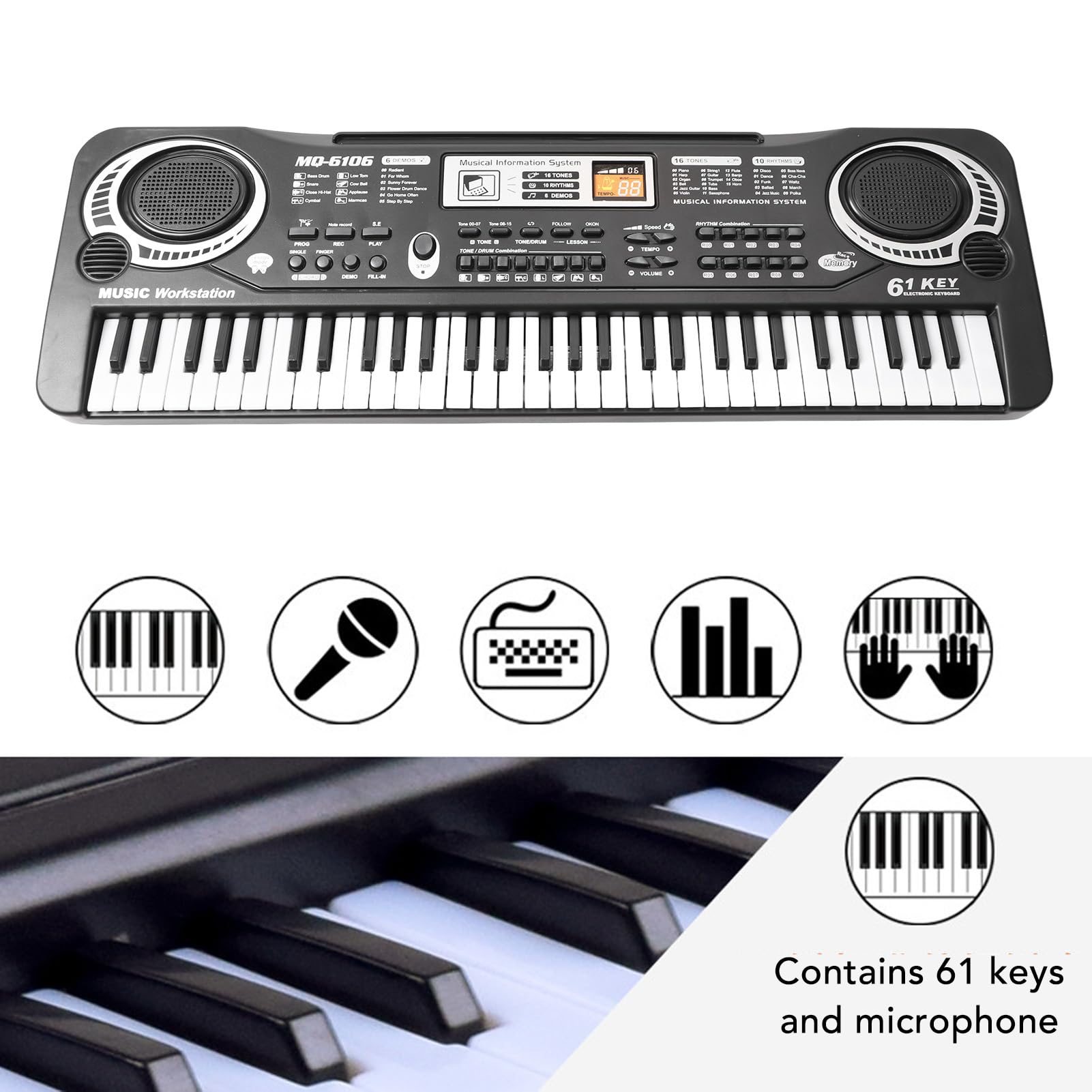 Amazon.co.jp: 電子キーボードピアノ、61キーデジタルピアノ
