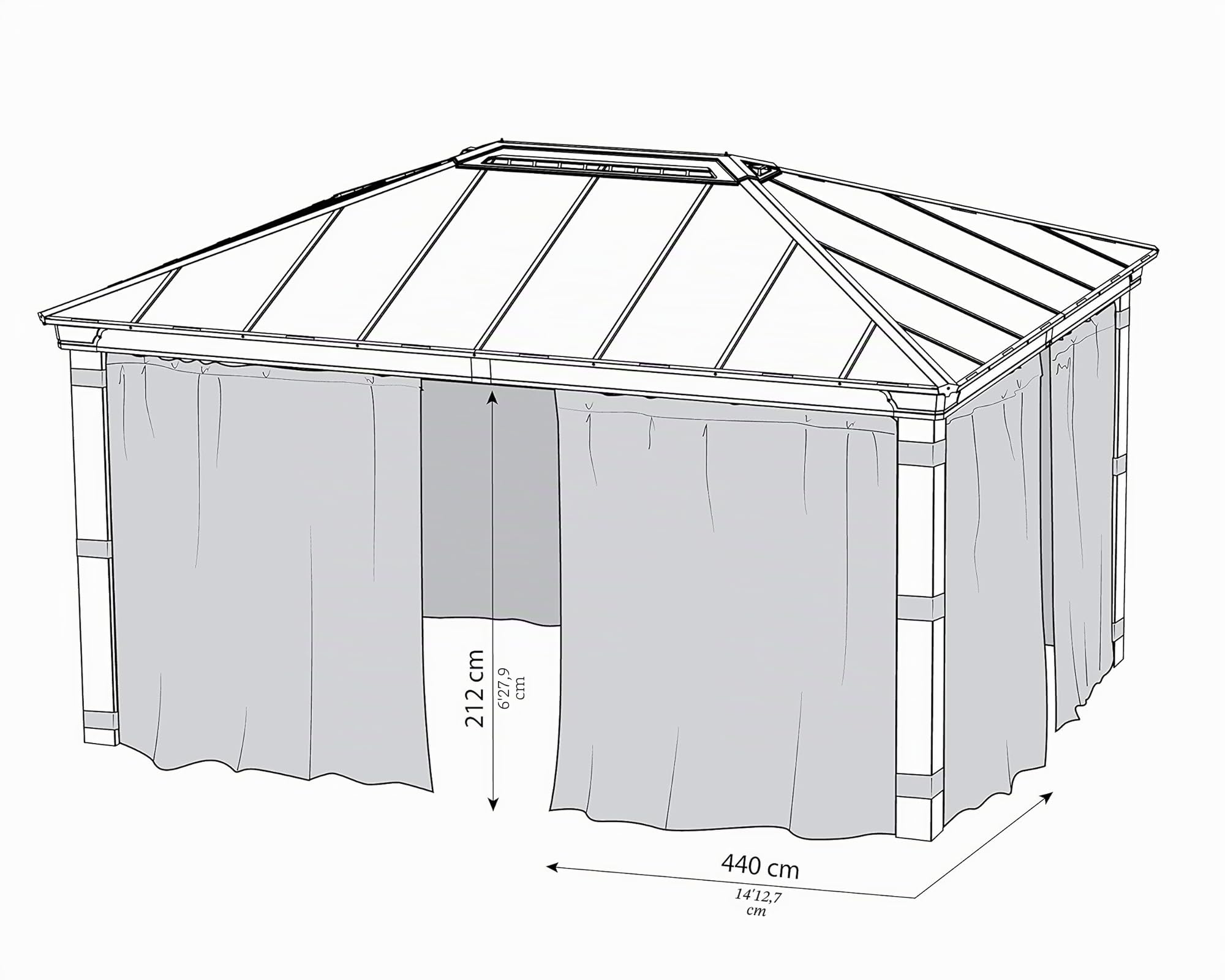 Palram Canopia Dallas 4900 Gartenpavillon-Vorhang-Set | Dunkelgrau