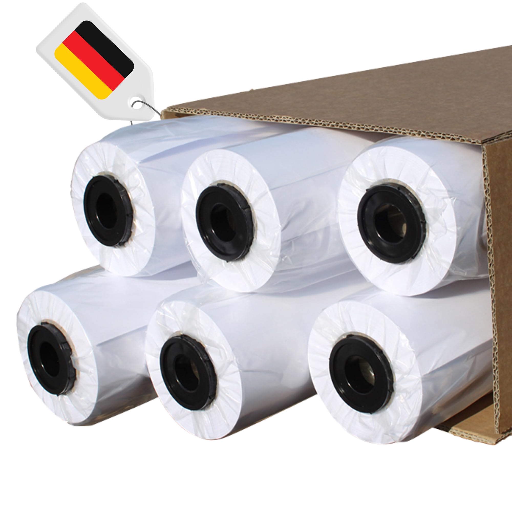 CABRO Plotterpapier 914mm x 50m 90g "Color" - Plotter Papier Rolle 914mm für exakte Linien und brilliante Farb- & Posterdrucke. Endlospapier aus Deutschland! Plotter Rolle 91,4cm - 6er Karton