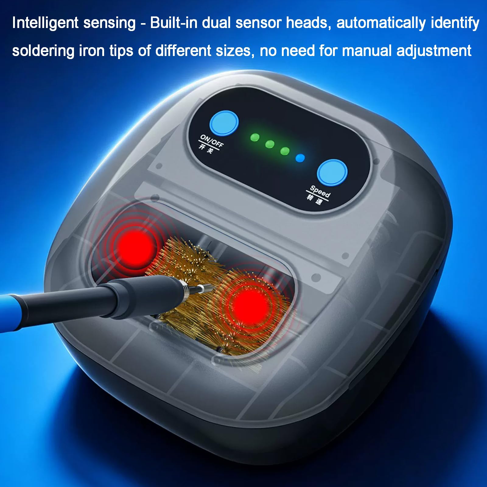 Limpiador Automático De Puntas De Soldadura, Sensor Infrarrojo Dual, con 3 Velocidades Ajustables, Cepillo De Latón, para Limpieza Y Desoldadura De Puntas, Reparación Electrónica